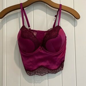 Sexy Victoria’s Secret Bombshell add 2 cup sizes Rasberry Pink Corset Bra 34B
